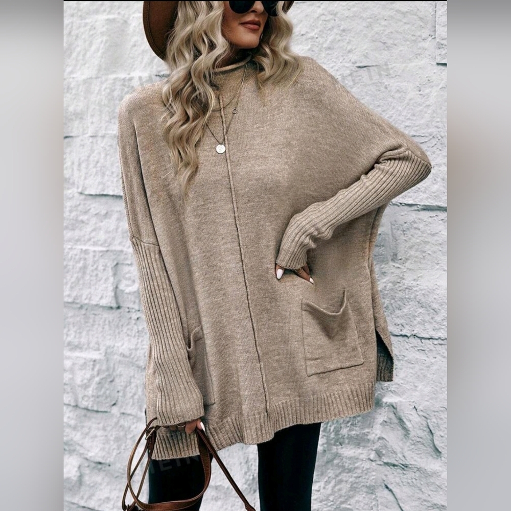Black mock neck batwing sweater - Picture 3 of 5